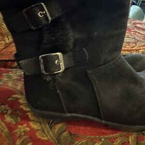 HOT CAKES Haley Black Faux Fur Lined Boots Youth Girls Size 5 Womens Size 6.5